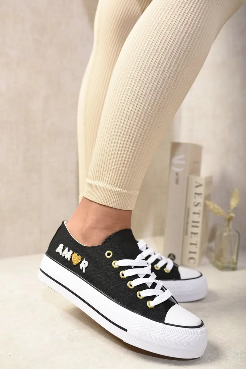 Lace Up Amor Side Detail Chunky Trainers-1